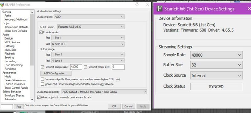 Reaper audio device Focusrite buffer size sample rate sm.jpg